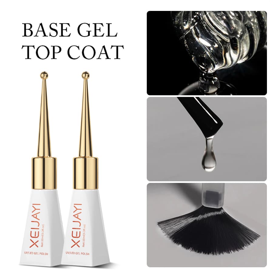 Conjunto de Gel Matte Top Coat Sem Limpeza, Top Coat, Reforço, Primer Air DIY e Base Coat - Acabamento Brilhante e Longa