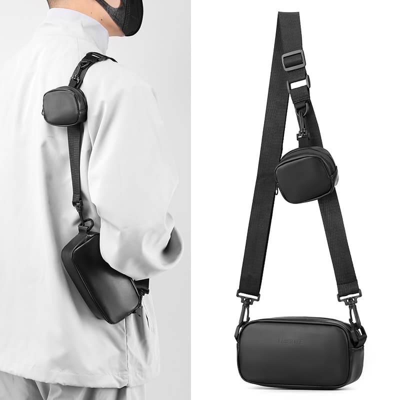 Conjunto de Bolsa Tiracolo Masculina com Bolsa de Ombro e Bolsa Transversal