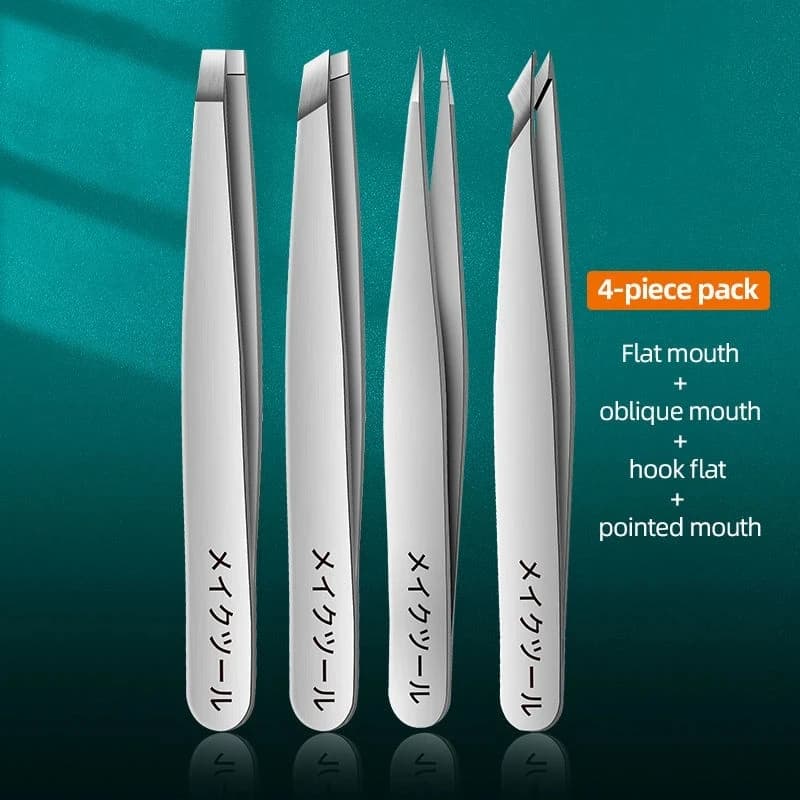 Pinça De Precisão De Aço Inoxidável Para Sobrancelhas , Remoção De Pelos Faciais , Pontas Angulares De Cravos