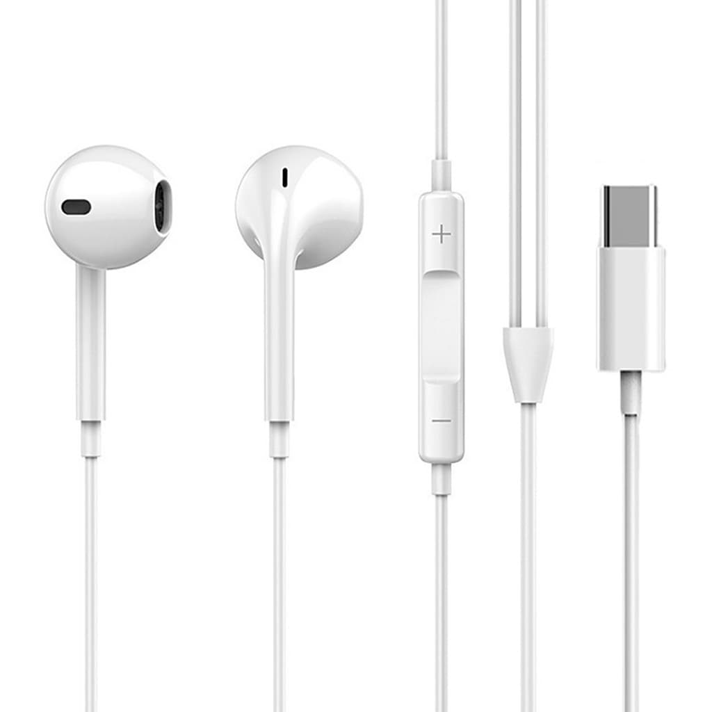 UP18 Fones De Ouvido Tipo-C Clássicos Com Fio Meio Intra-Auricular Digitais Controle Inferior Compatível Smartphones Som