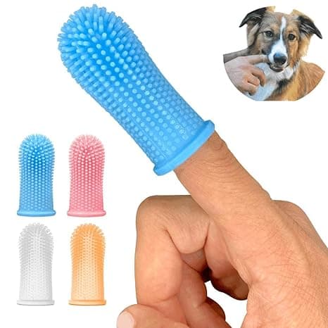 Escova de Dente para Cães - Kit de Escova de Dente em Forma de Dedo 360º, Design Ergonômico, Cerdas de Pano Completo