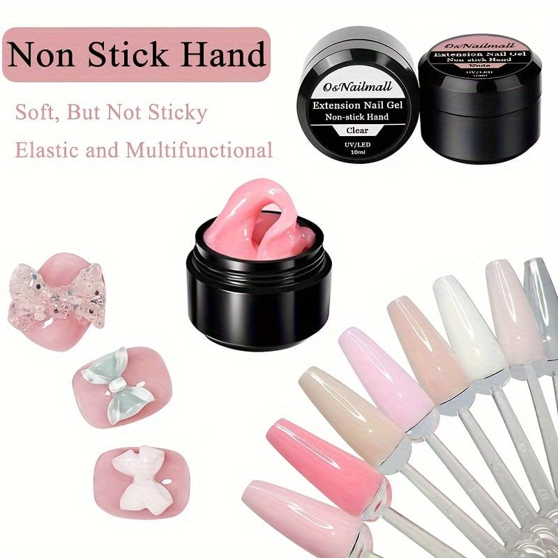 10 ml Estado Sólido Antiaderente Mão Extensão Sólida Gel De Unhas Claro Nude Rosa Strass Cola Fácil De Operar