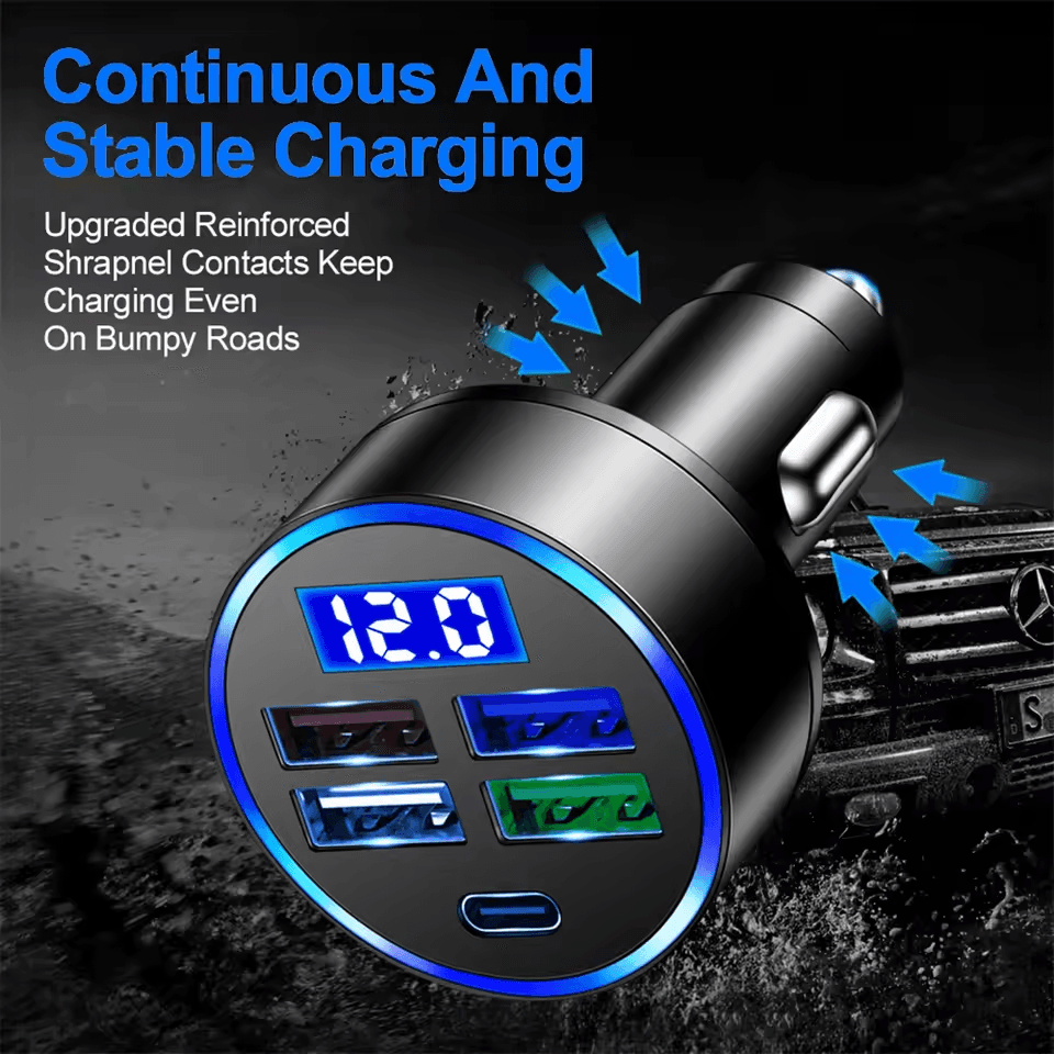 Carregador De Telefone Rápido De 5 Portas De 56 W , Carro USB 3.1A Adaptador De Carregamento , Para iPhone 13 Pro Xiaomi