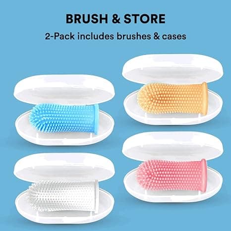 Kit de Escova de Dentes 360o Ergonômico para Cães, Gatos e Pequenos Animais, 4-Pack Multi-colorido