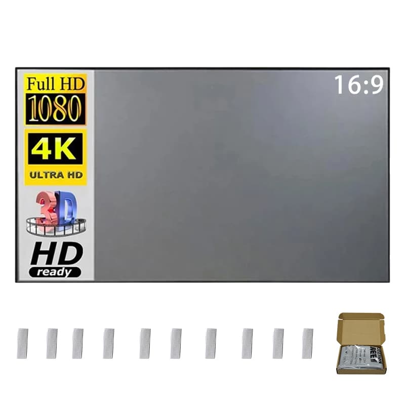 Tela de Projetor Portátil Dobrável Antirreflexo para Cinema em Casa / 84-130 Polegadas / 16:9