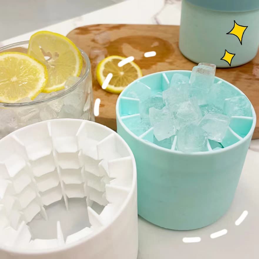 1pç Molde De Balde De Gelo De Silicone, Forma Redonda Para Cubos De Gelo, Fabricador De Gelo Mini Rápido