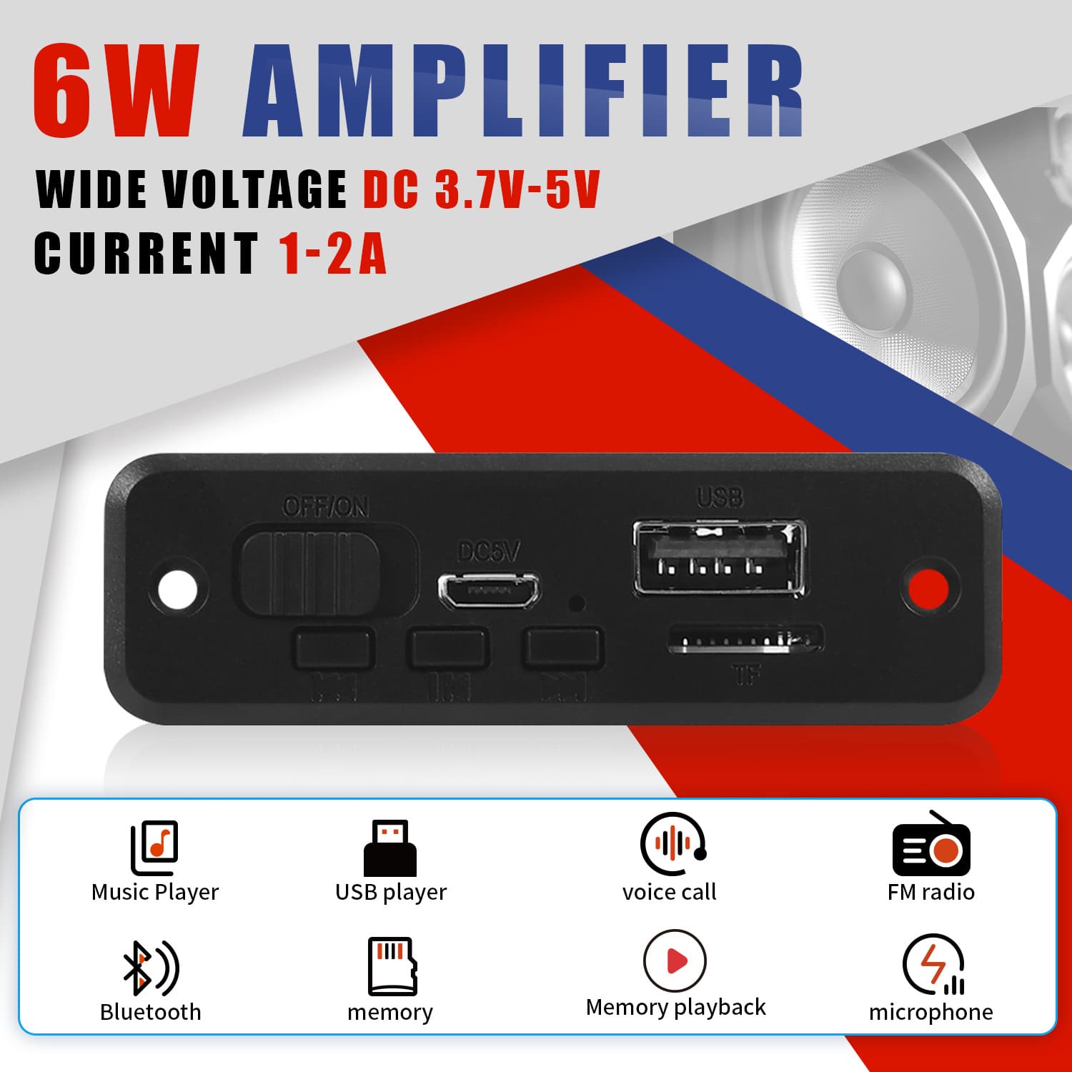 [Mestre Shopee] Placa de Amplificador 6W DC 5V MP3 WMA Módulo de Áudio Bluetooth 5.0 USB TF Rádio Receptor FM Sem Fio