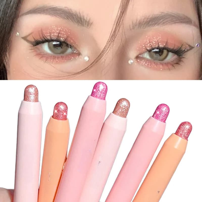 Sombra em Bastão Perolada, à Prova d'Água, Lápis Brilhante com Glitter, Delineador Sedoso e Brilhante