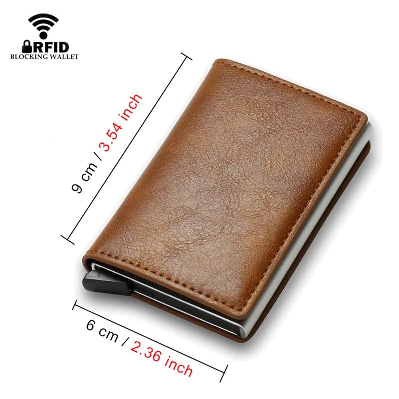 Nova Carteira Anti-RFID para Cartões de Crédito Masculina, Porta-Cartões Bancários, Estojo Pequeno em Couro, Fina e