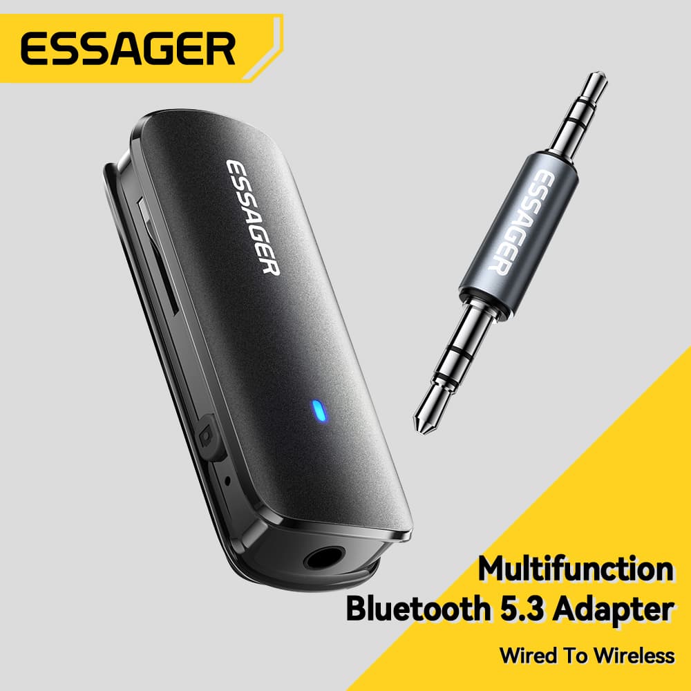 Adaptador Multifuncional Bluetooth 5.3 Essager Type-C Cabo De Áudio De 3.5 Mm Suporte Para Slot De Cartão TF MP3/WAV Com