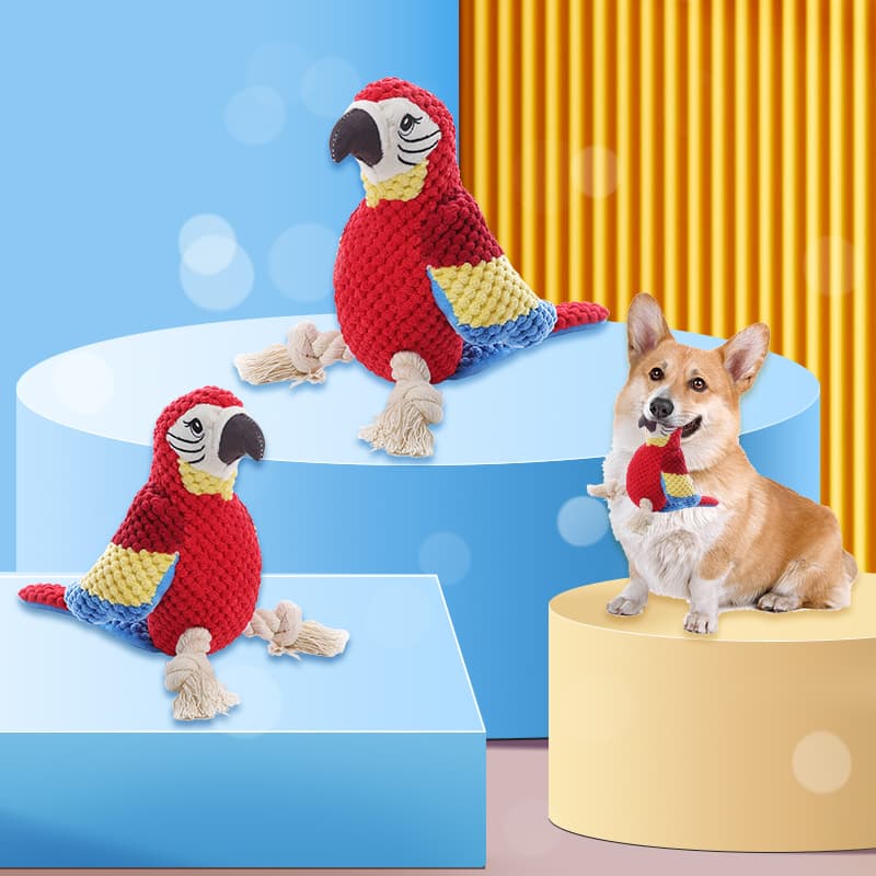 Brinquedo De Mastigar Para Cachorro Papagaio De Pelúcia Durável , Dentição Interativa E Entretenimento Filhotes Cães Adu