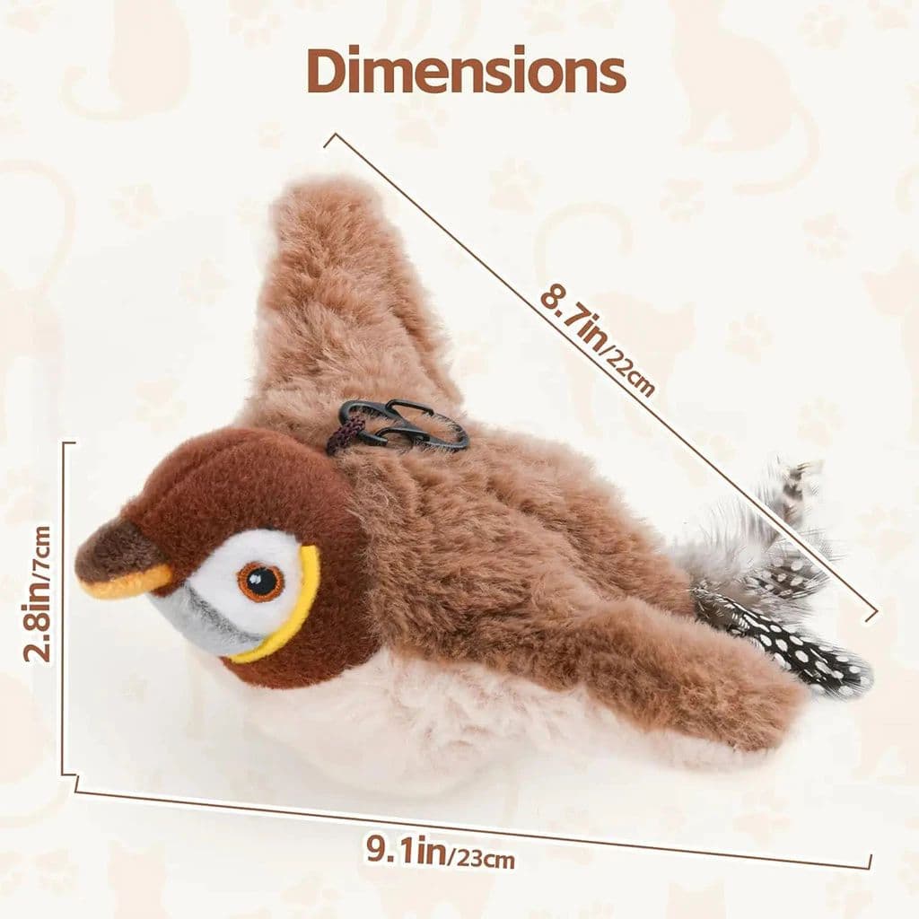 Simulado Pássaro Gato Brinquedo Interativo Recarregável Chilrear Batendo Pássaros Gatinho Toque Ativado Brinquedos De Pe