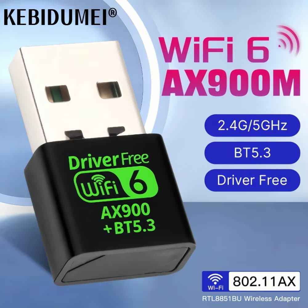 Novo Adaptador USB WiFi 5 de 2 em 1 com Cartão de Rede Sem Fio 600 Mbps Bluetooth B/G/N 2,4/5GHz para PC