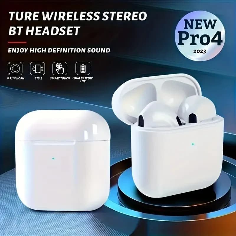 Pro 4 Fones de Ouvido Sem Fio Bluetooth Mini Fone de Ouvido Redução de Ruído Alta Qualidade de Som Fone de Ouvido