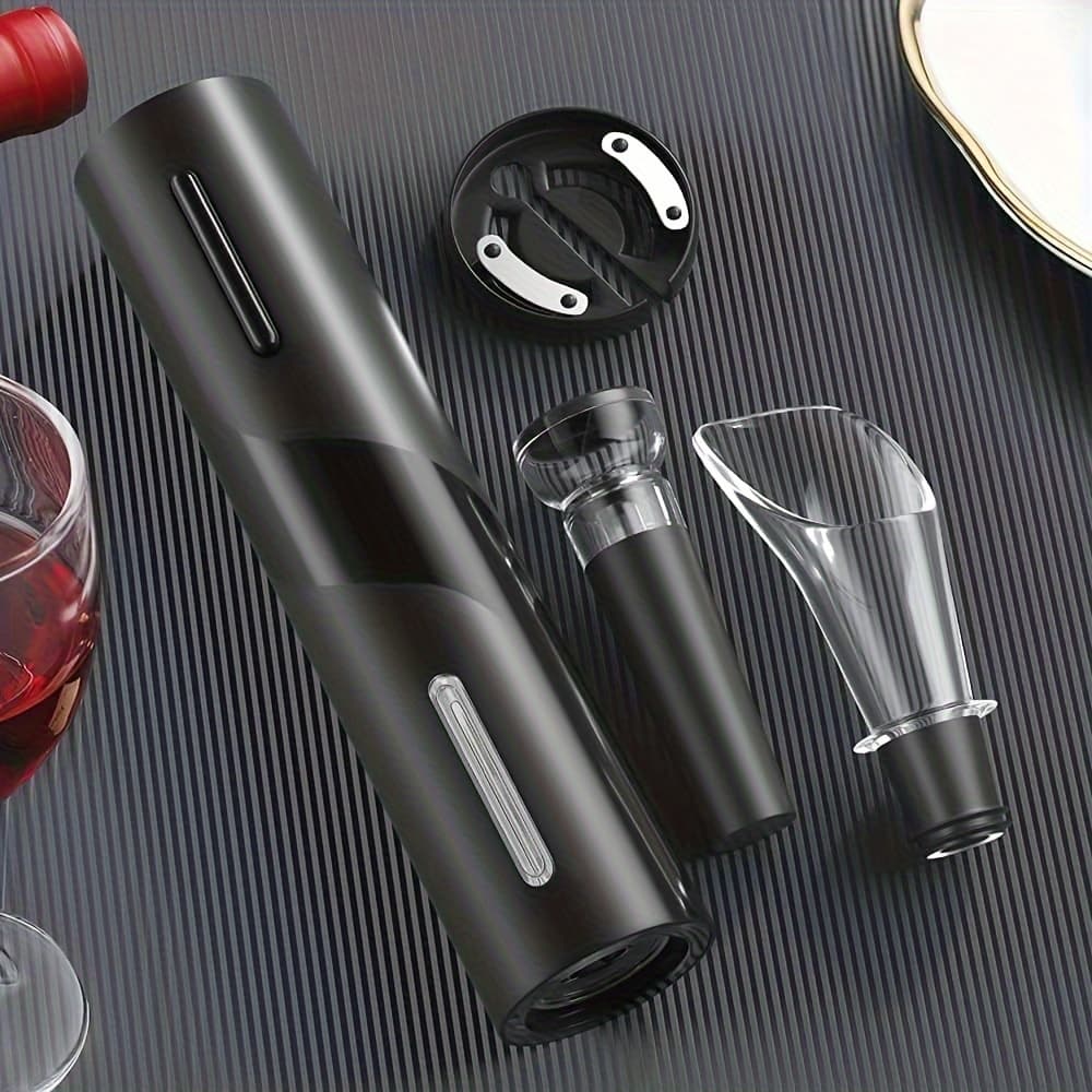 Conjunto Abridor Elétrico de Vinhos com Removedor Automático de Saca-Rolhas e Acessórios para Amantes do Vinho