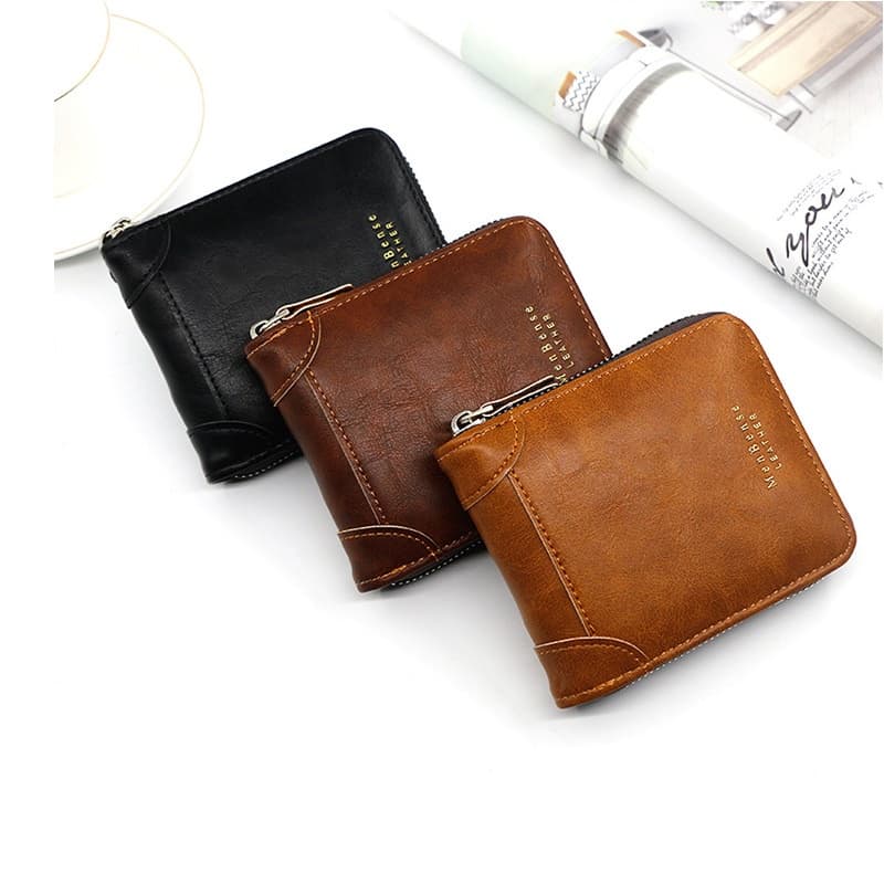 Carteira Masculina De Couro PU CEXIKA Presente De Dia Dos Pais Com Zíper Curto Porta Cartão Casual Fashion Bolso Para Mo