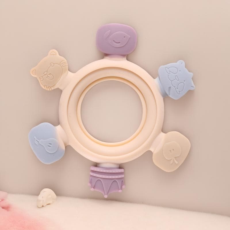 1 peça bebê silicone mordedor animal anel mordedor crianças dos desenhos animados animal mascar cola bebê Molar vara beb