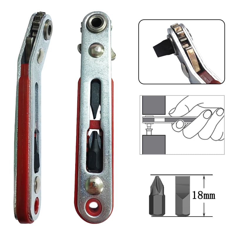 Nova chave de catraca mini multifuncional reversível de 1/4 (6,35 mm) com controle bidirecional hexagonal para