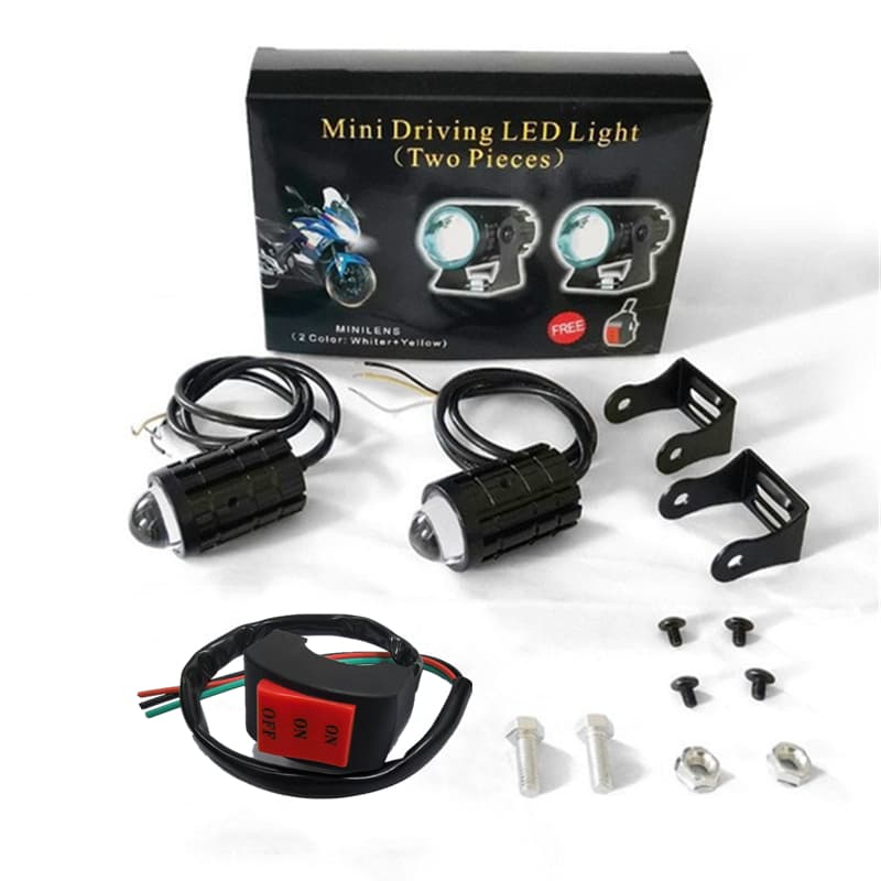 Novo Novo Com Switch 2 PCS Super Brilhante Farol LED para Motocicleta Projetor Lente Fisheye LED Moto Neblina Auxiliar
