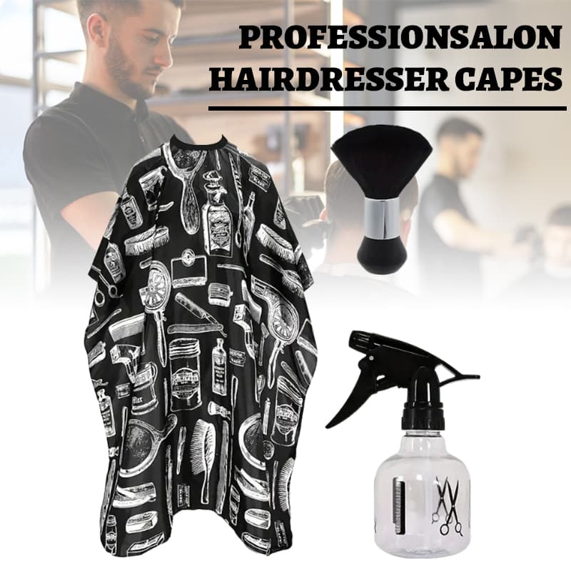 Wanmei Capa De Corte De Cabelo De 3 Peças Com Espanador De Pescoço E Acessórios De Escova Para Estilo Salão
