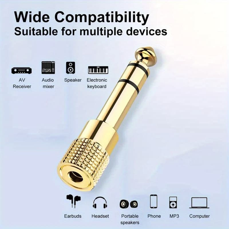 [Escolha Shopee] Adaptador de Áudio para Fone de Ouvido com Plugue Masculino Jack de 6,5mm e Conector Fêmea de 3,5mm