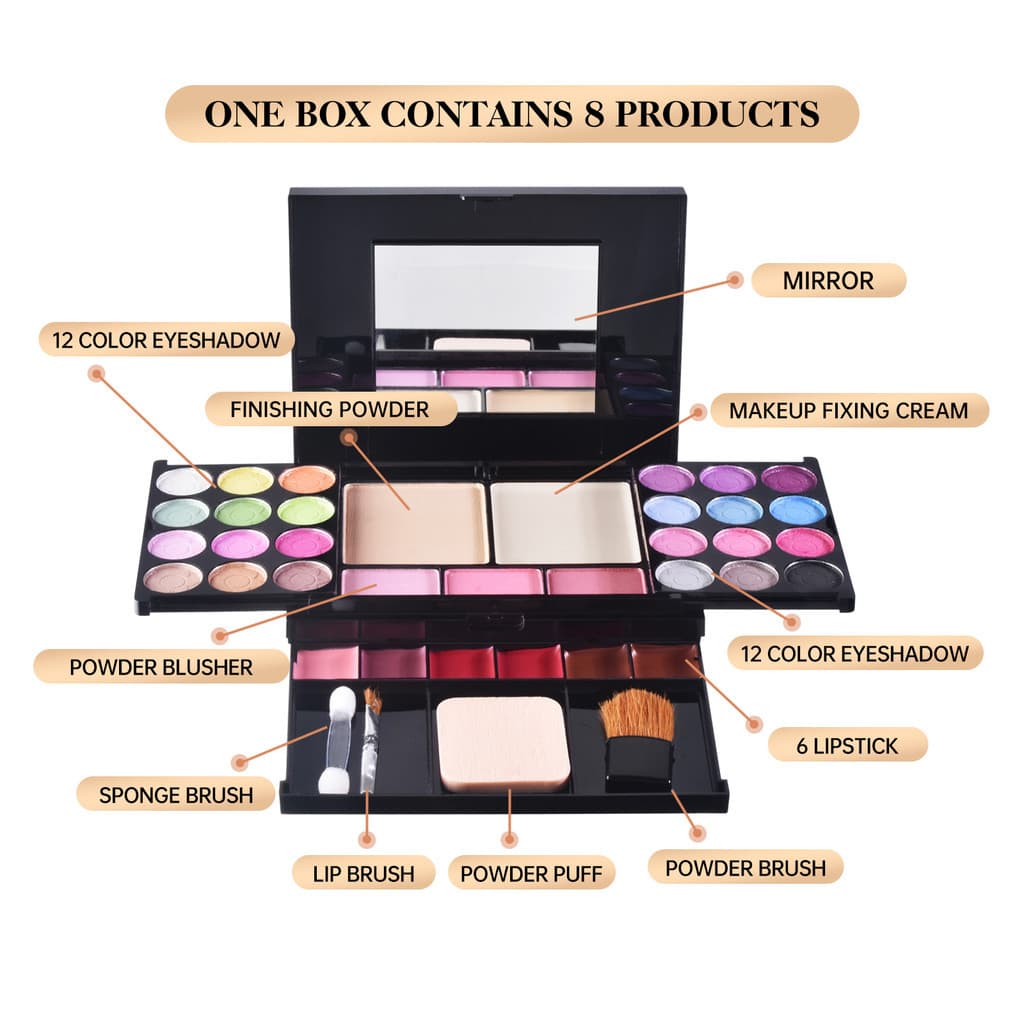 Kit De Maquiagem Profissional , Palete , Conjunto De Presente Tudo Em Um Para Adolescentes , Inclui Sombra De 24 Cores ,