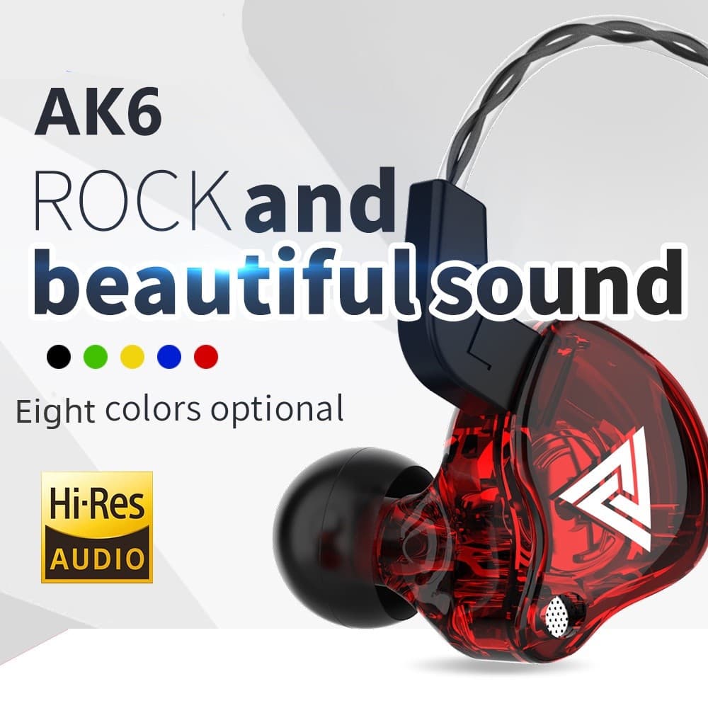 Fones de Ouvido AK6 3.5MM com Microfone, Drivers de Cobre, HiFi, In-Ear, Headset Esportivo para Gamers, Earbuds com