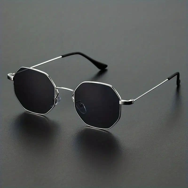 Óculos De Sol Poligonais Retro Armação De Metal Na Moda Masculino Feminino De Viagem