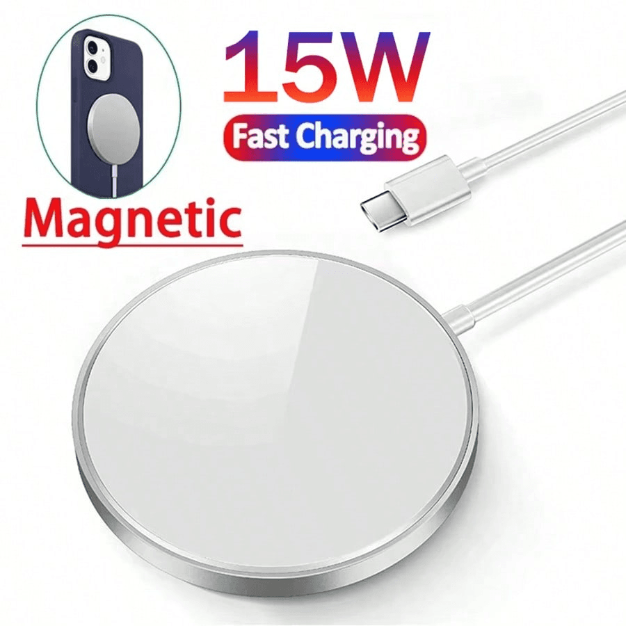 Carregador Sem Fio Magnético Rápido de 15 W para Almofada de Carregamento IPhone e Samsung