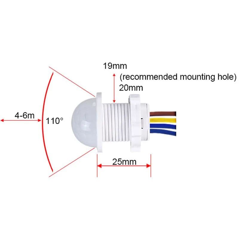 Interruptor Sensor de Movimento Infravermelho AXUS Smart PIR 110V 220V - Detector de Movimento para Luz com Acionamento