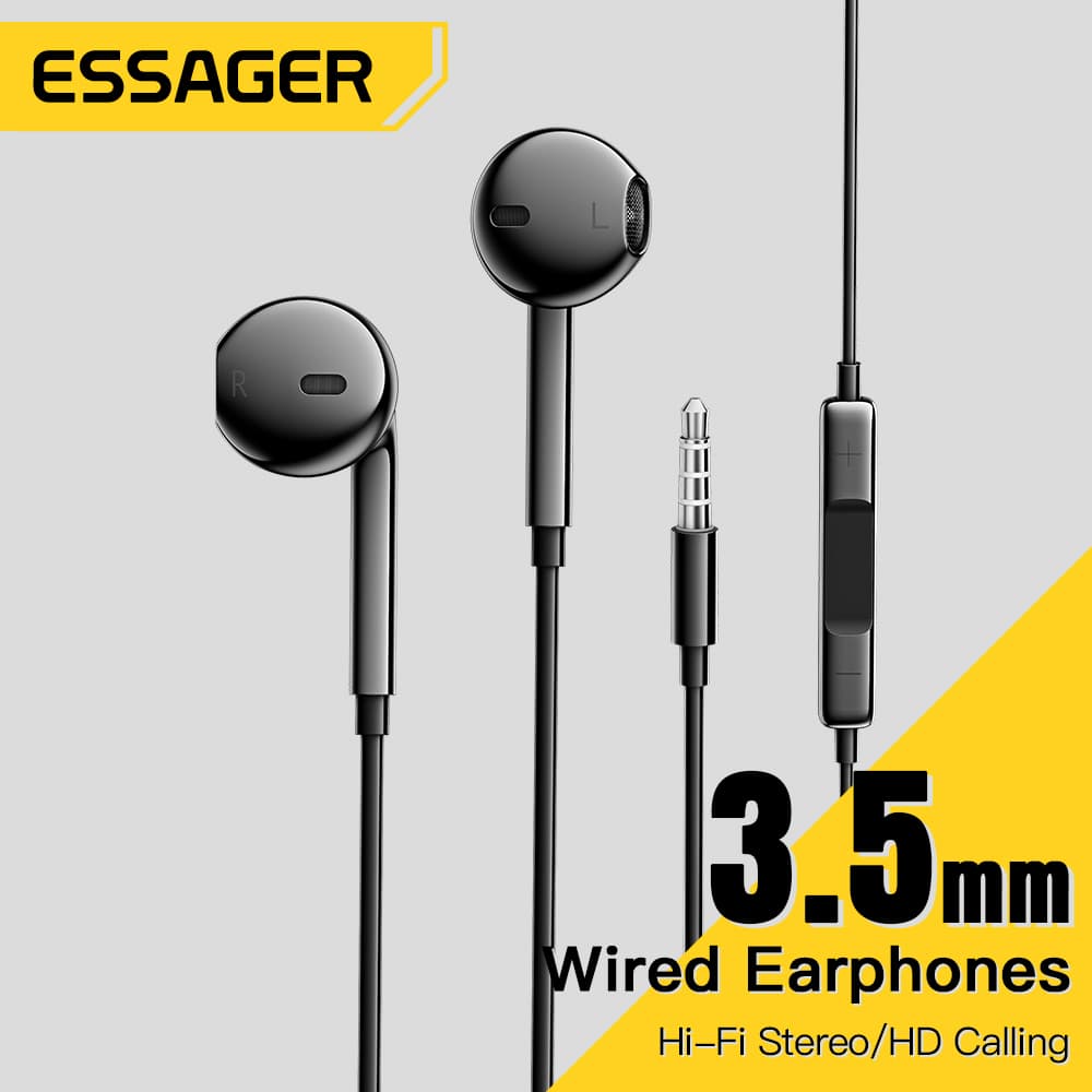 ESSAGER S320 Estéreo Baixo Fone De Ouvido Intra-Auricular 3.5 Mm Com Fio Fones HIFI Microfone