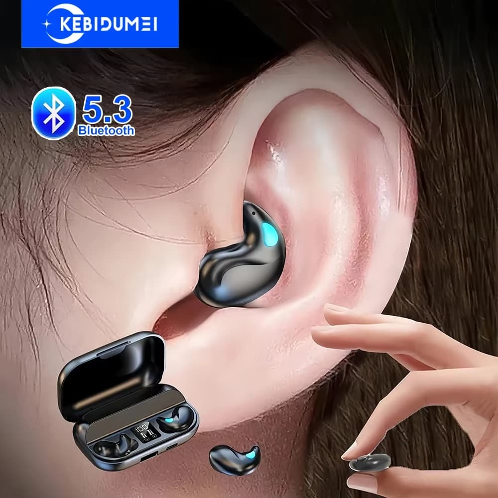X57 TWS Mini Fones de Ouvido para Dormir Bluetooth 5.3 Fones de Ouvido Sem Fio IPX5 Redução de Ruído à Prova d'Água
