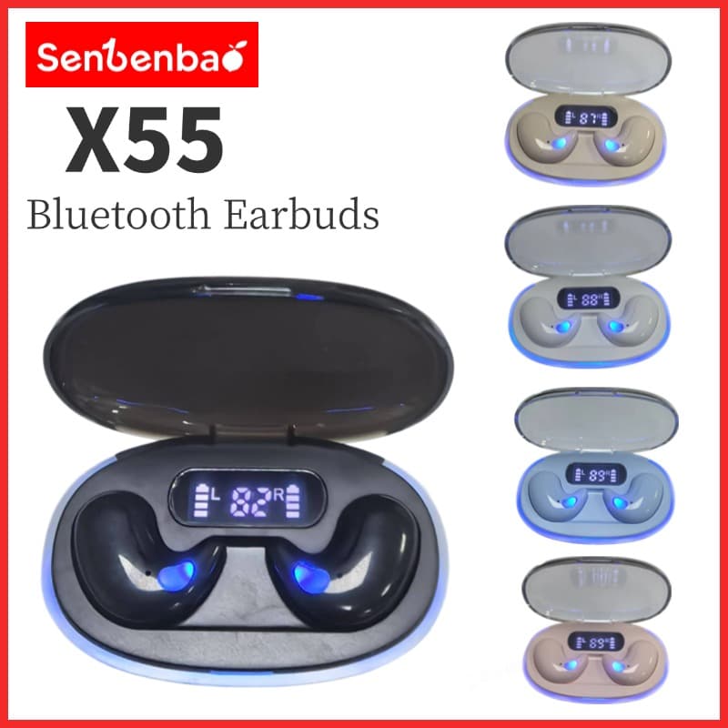 Senbenbao X55 Fones De Ouvido TWS Sono Sem Fio Bluetooth Display Led Alta Fidelidade Estéreo Cancelamento Ruído À Prova