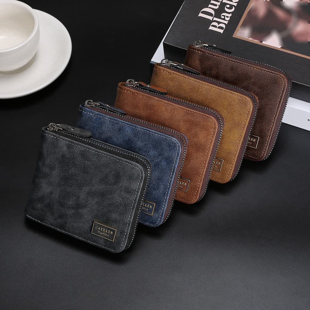 Carteira Masculina Multifuncional Com Zíper Estilo Coreano-Porta-Moedas E Cartão De Grande Capacidade