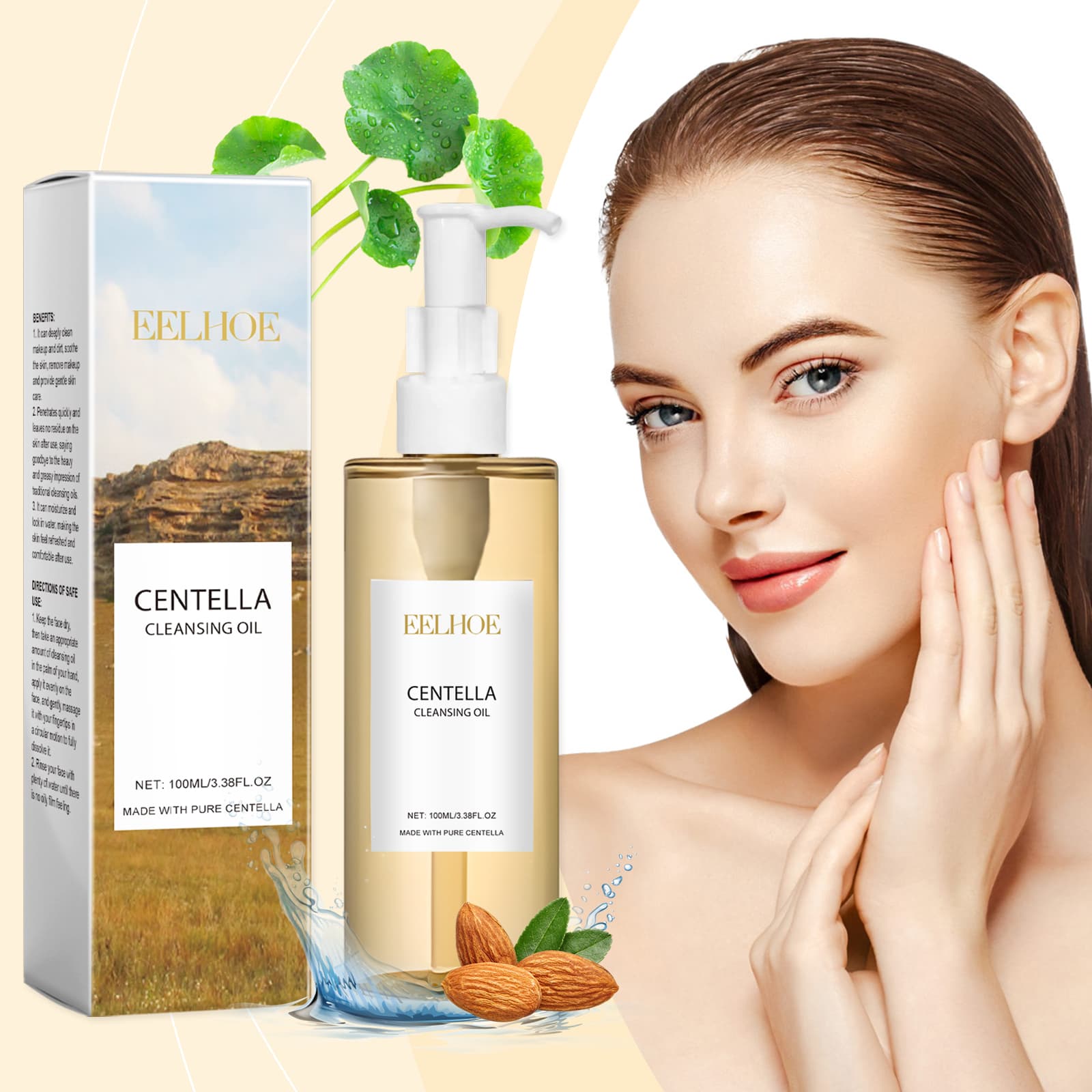Novo Óleo de Limpeza Leve Centella 100ml | Limpador Suave em Óleo para o Rosto, Limpador Facial Coreano, Dupla Limpeza