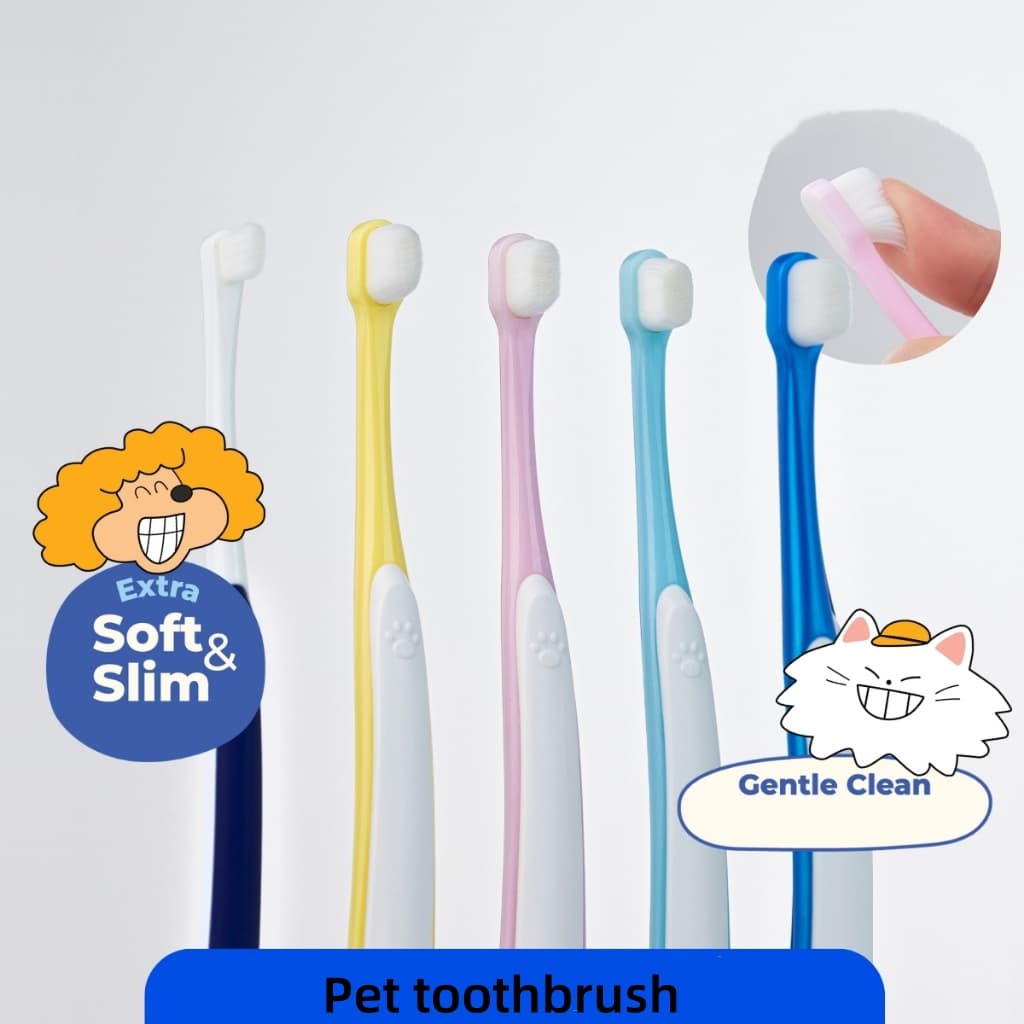 Escova de Dente para Animais de Estimação, Escova Oral para Gato e Cachorro, Limpeza de Tártaro, Cerdas Macias, Cabeça
