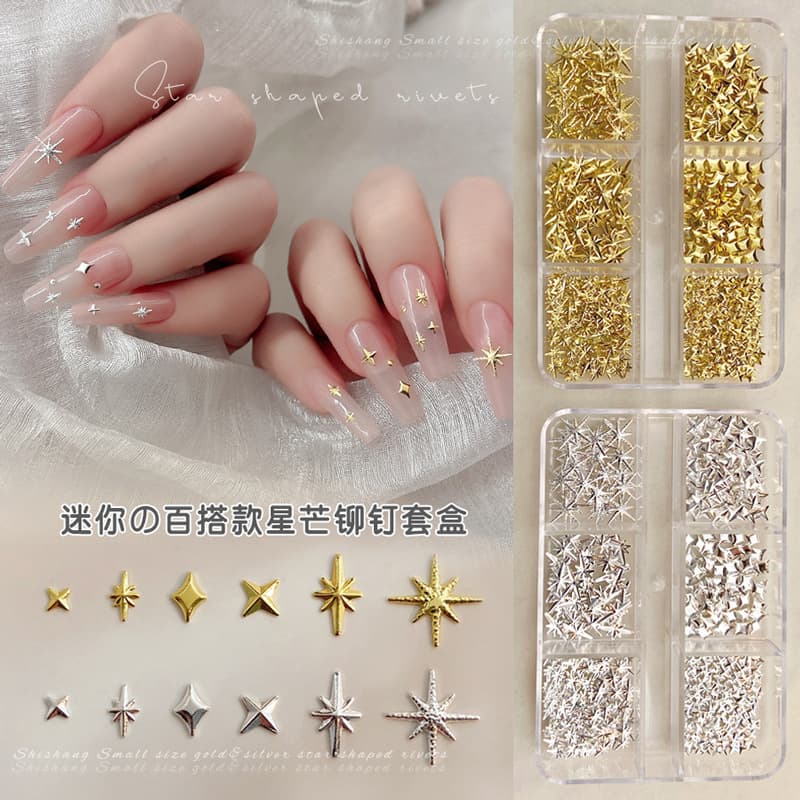 Novos Charms de Ouro Brilhante para Unhas e Gemas de Unha Prateadas 3D Fofo, Acessórios para Arte de Unhas Y2K,