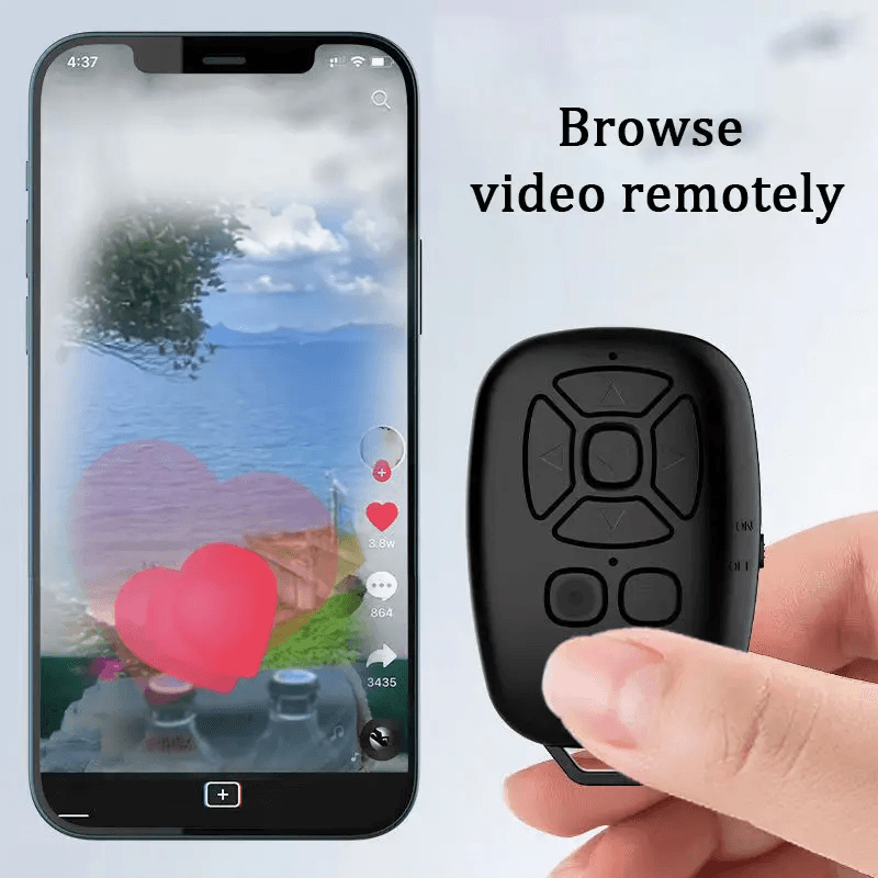 Novo Controle Remoto Bluetooth Recarregável para Telefone - Controle de Selfie/Vídeo/Troca de Página