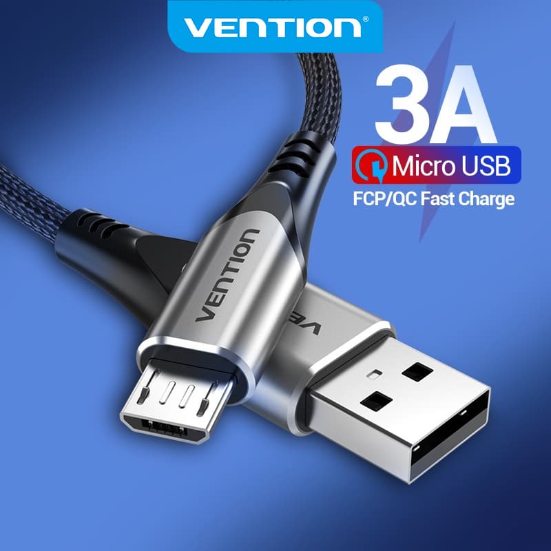 Vention Cabo Micro USB 3A De Carregamento Rápido E Sincronização De Dados Fio Trançado De Nylon Para Cabos De Celular