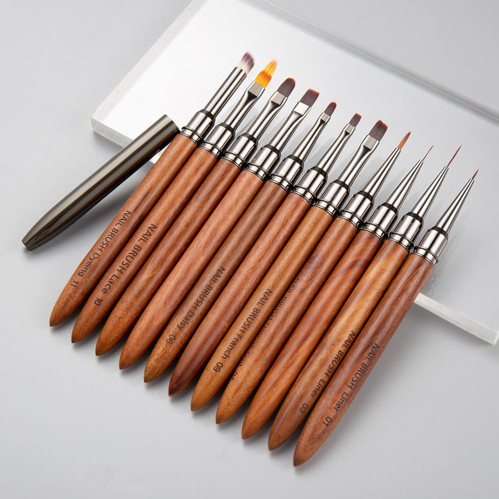 Escova De Unhas De Sândalo , 12 Peças , Linhas De Desenho , Listras , Pintura , Flor , Caneta , Arte De Unha , Pincel ,