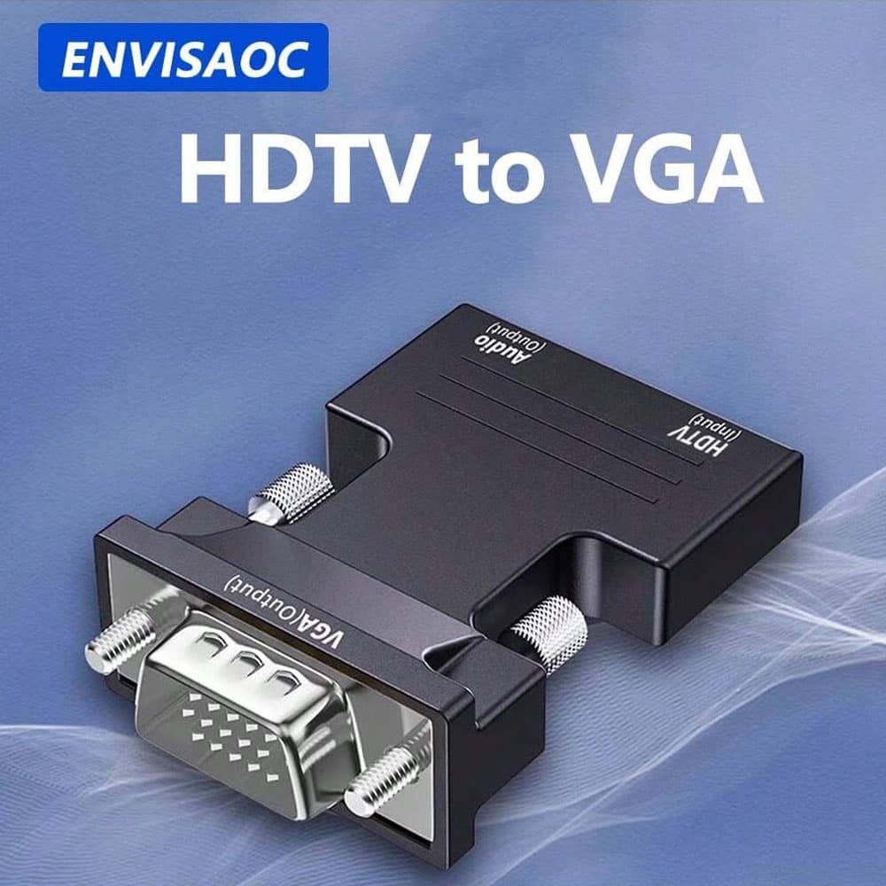 Conversor HDMI Para VGA 1080P Com Entrada De Áudio De 3.5 Mm PC Desktop Vídeo Do Projetor HDTV