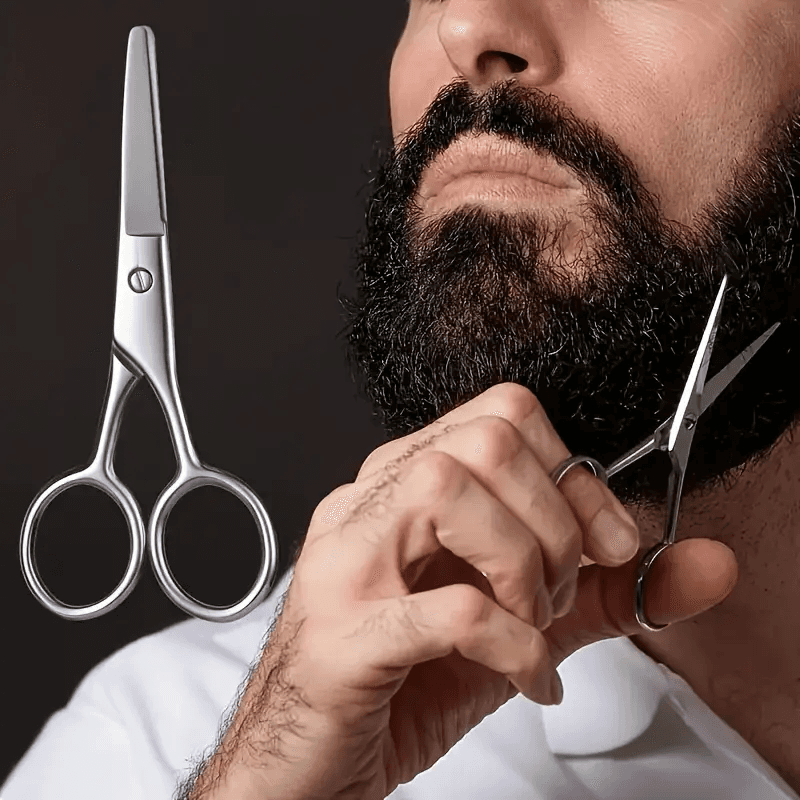 Conjunto de Tesouras Multiuso em Aço Inoxidável - Aparador de Barba, Sobrancelhas e Pelos do Nariz - Corte Profissional