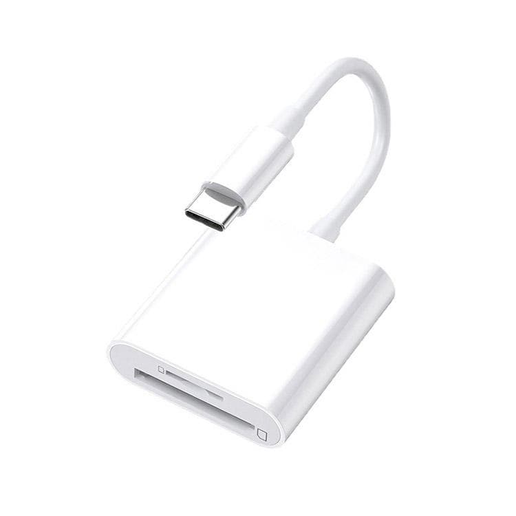 Adaptador Tipo C Leitor de Cartão TF/SD OTG 2 em 1 para iPad, Leitor de Cartão de Memória/Pen Drive USB