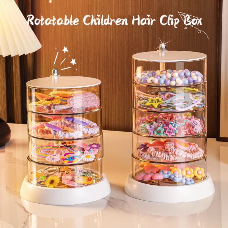 A Caixa de Armazenamento para Acessórios de Cabelo com Clips é utilizada para organizar faixas de cabelo, elásticos e