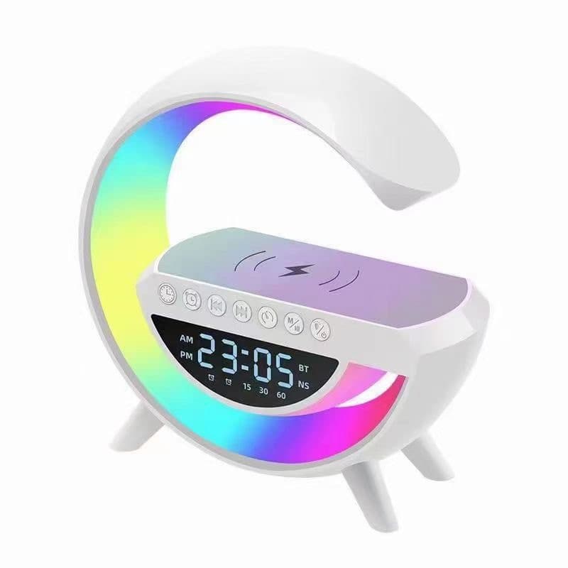 Relógio em forma de chifre com luz em formato de G, chifre e carregamento por indução.