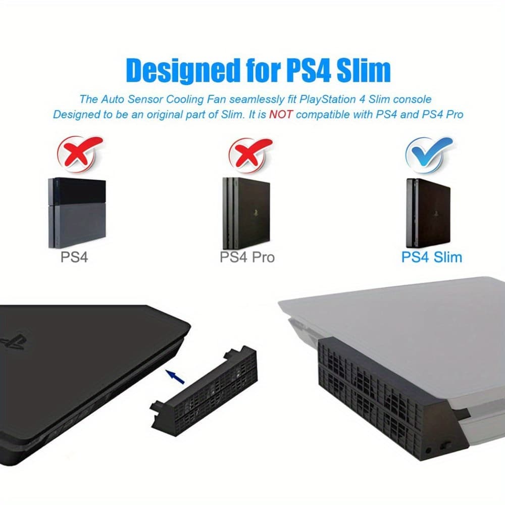 Novo Ventilador de Resfriamento Automático ElecGear para PS4 Slim, Radiador com Controle Automático de Sensor de