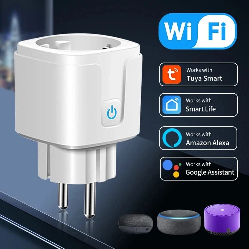 Dispositivo De Segurança Elétrica Saimili Tomada Inteligente WiFi 16A Funciona Com Tuya Ue 20A Temporizador Monitor Ener