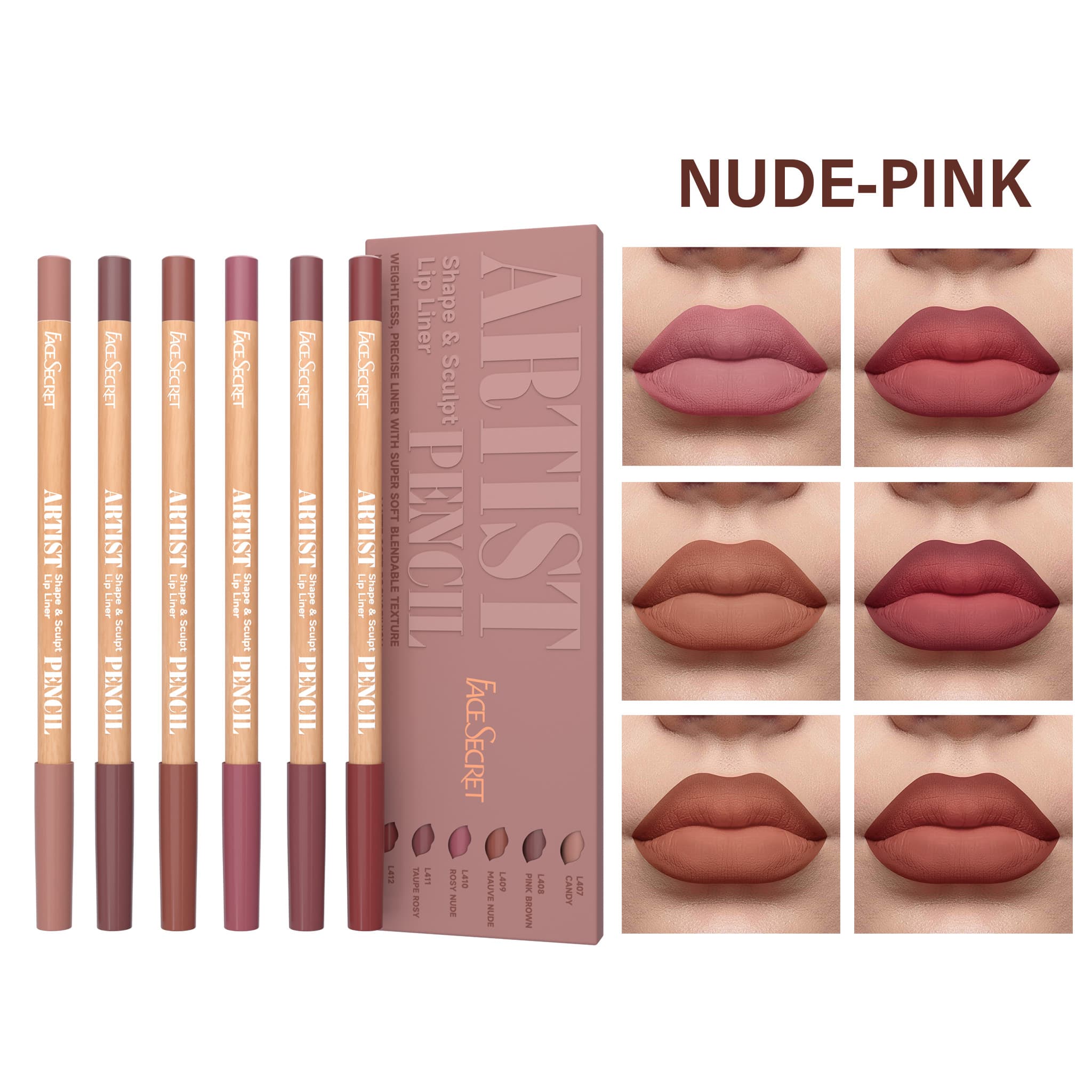 Conjunto de 6 lápis de delineador labial matte aveludado | Longa duração e não ressecam | Perfeito para contornar e