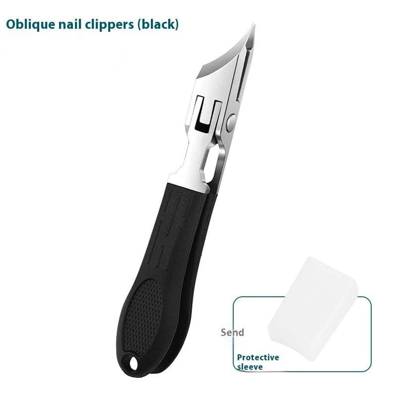 Alicate de Unha Oblíquo Inox para Unha Encravada, Abertura Larga, Anti-Rrespingo, Alicate de Unha Preto para Uso