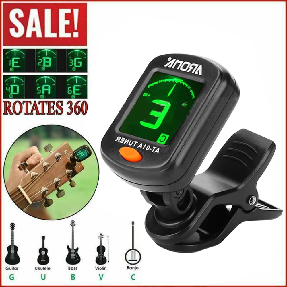 Afinador Digital Eletrônico de Clip LCD para Violino Cromático, Ukulele e Guitarra